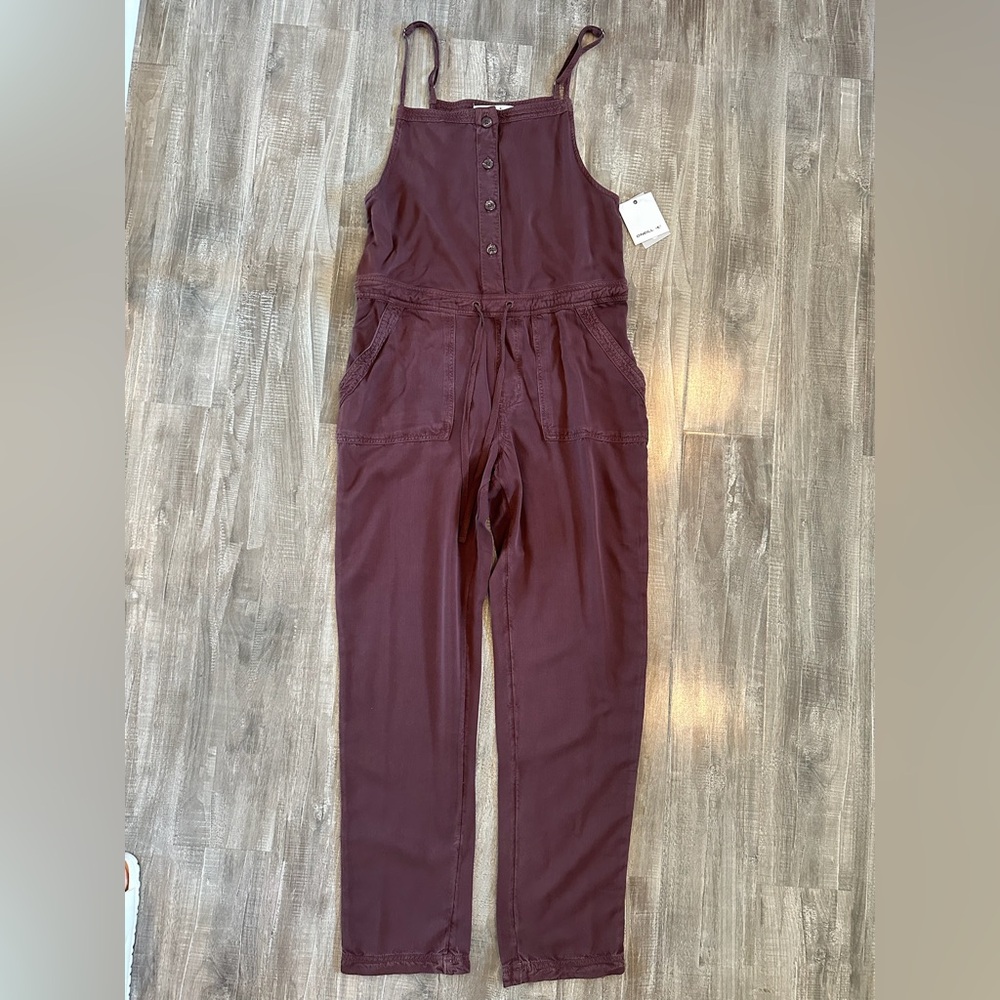 O'Neill Maroon Button-Up Jumpsuit